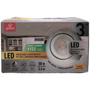 Globe LED Recessed Light Kit 9082101 3" Spot Swivel 50W 400 Lumens [96]